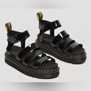 Dr. Martens Blaire Black Patent Platform Sandals